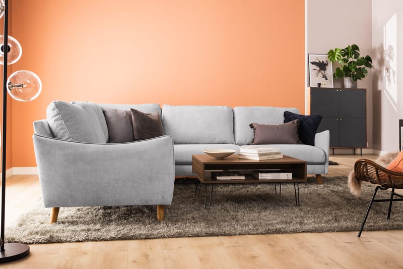 Trend Lyx 6-personers Vendbar L-formet Hjørnesofa i Stof - Lysegrå - Møbler - Sofaer - Hjørnesofa