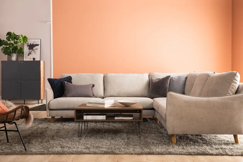 Trend Lyx 6-personers Vendbar L-formet Hjørnesofa i Stof - Beige - Møbler - Sofaer - Hjørnesofa