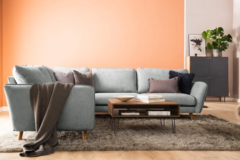 Trend Lyx 6-personers Vendbar L-formet Hjørnesofa i Stof - Grå - Møbler - Sofaer - Hjørnesofa