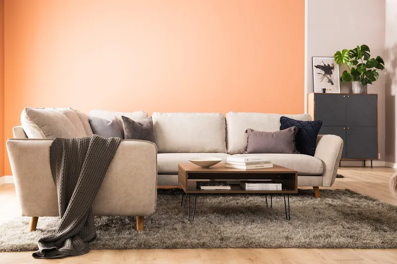 Trend Lyx 6-personers Vendbar L-formet Hjørnesofa i Stof - Beige - Møbler - Sofaer - Hjørnesofa
