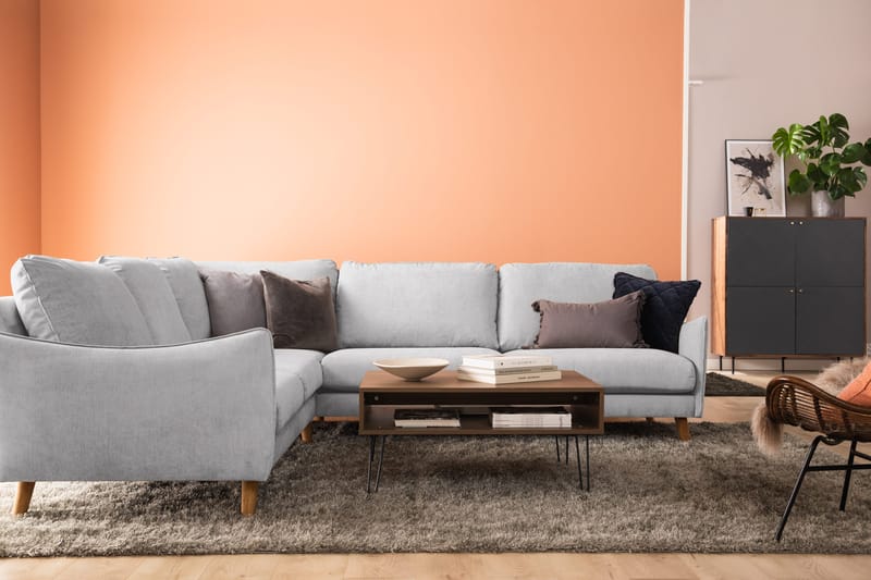 Trend Lyx 6-personers Vendbar L-formet Hjørnesofa i Stof - Lysegrå - Møbler - Sofaer - Hjørnesofa