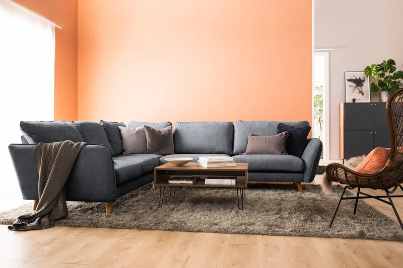 Trend Lyx 6-personers Vendbar L-formet Hjørnesofa i Stof - Mørkegrå - Møbler - Sofaer - Hjørnesofa