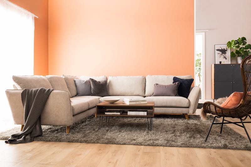 Trend Lyx 6-personers Vendbar L-formet Hjørnesofa i Stof - Beige - Møbler - Sofaer - Hjørnesofa