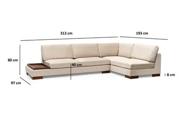 Tulima Sofa med Chaiselong Højre - Beige/Natur - Møbler - Sofaer - Hjørnesofa