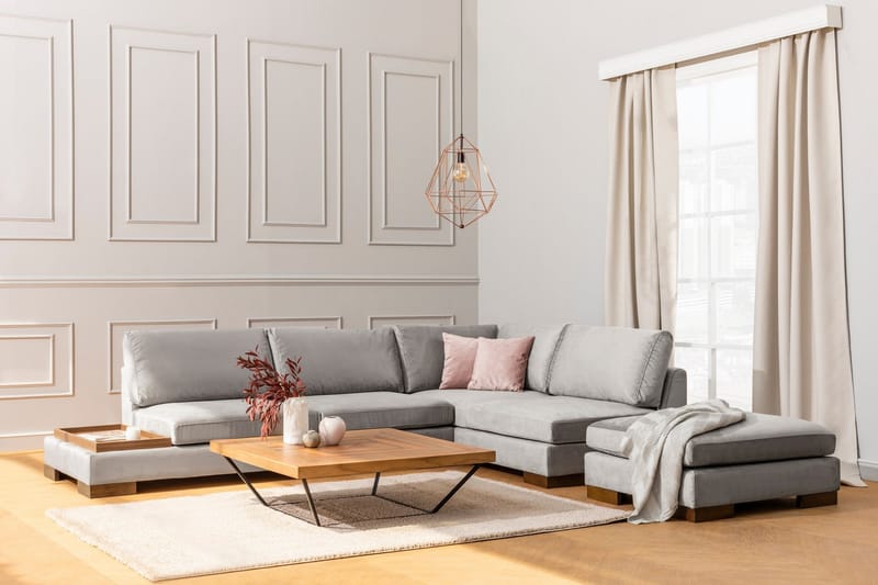 Tulima Sofa med Chaiselong Højre - Lysegrå/Natur - Møbler - Sofaer - Hjørnesofa