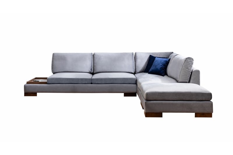 Tulima Sofa med Chaiselong m Puf Højre - Mørkegrå/Natur - Hjørnesofa