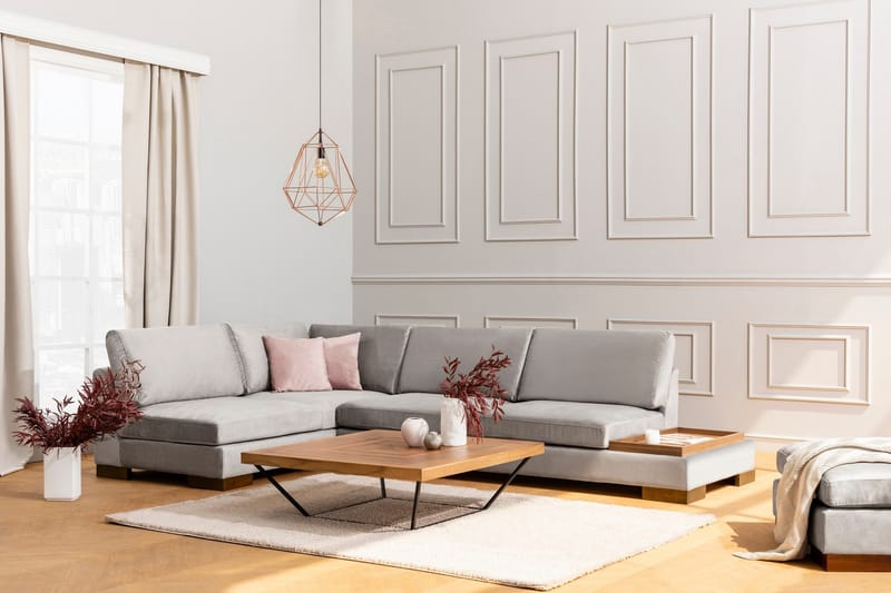 Tulima Sofa med Chaiselong m Puf Venstre - Lysegrå/Natur - Møbler - Sofaer - Hjørnesofa