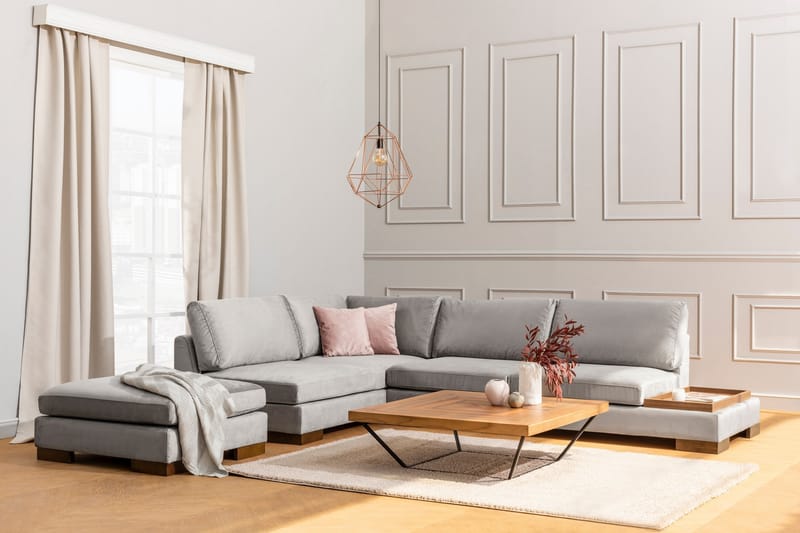 Tulima Sofa med Chaiselong m Puf Venstre - Lysegrå/Natur - Møbler - Sofaer - Hjørnesofa