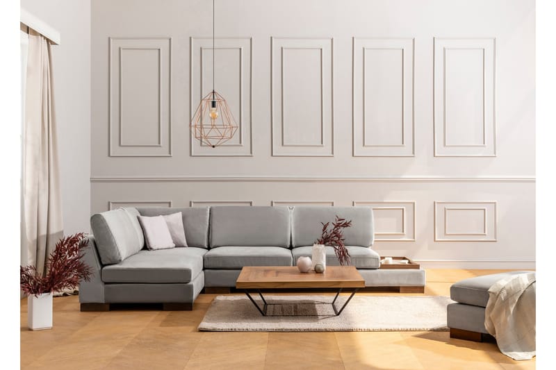 Tulima Sofa med Chaiselong m Puf Venstre - Lysegrå/Natur - Møbler - Sofaer - Hjørnesofa