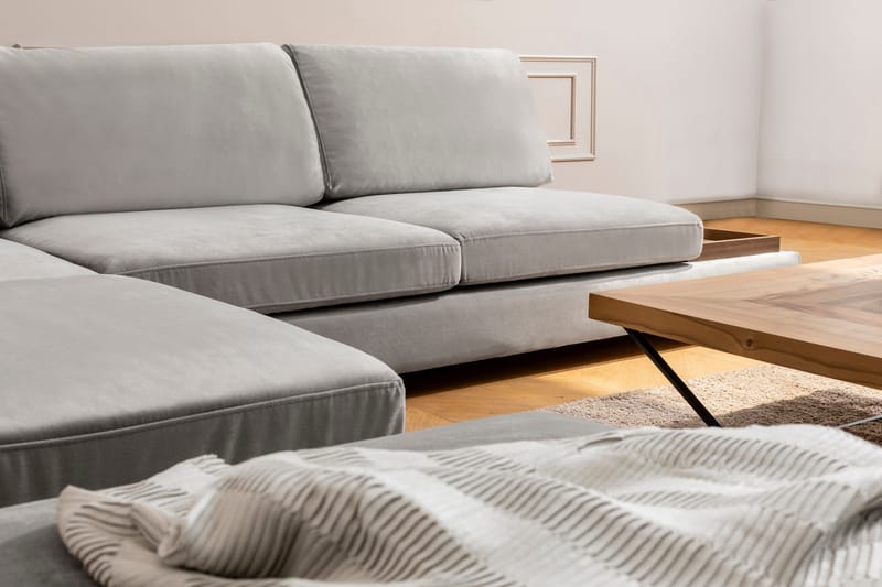 Tulima Sofa med Chaiselong m Puf Venstre - Lysegrå/Natur - Møbler - Sofaer - Hjørnesofa