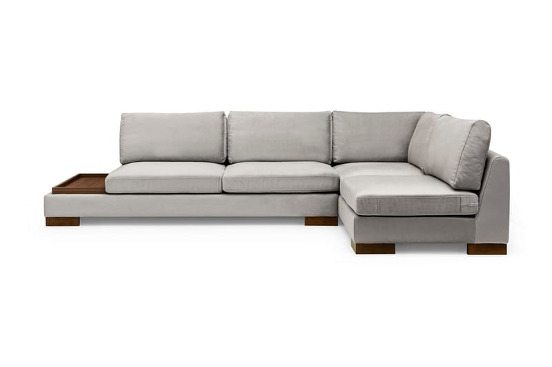 Tulima Sofa med Chaiselong m Puf Højre - Lysegrå/Natur - Hjørnesofa