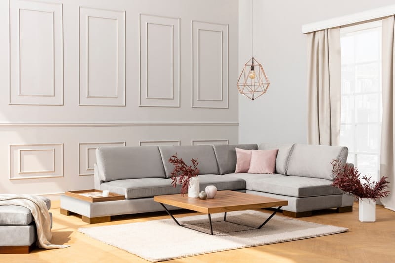 Tulima Sofa med Chaiselong m Puf Højre - Lysegrå/Natur - Møbler - Sofaer - Hjørnesofa