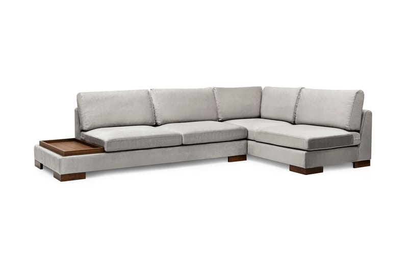 Tulima Sofa med Chaiselong m Puf Højre - Lysegrå/Natur - Møbler - Sofaer - Hjørnesofa