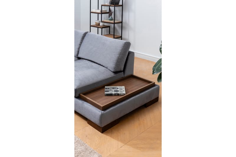 Tulima Sofa med Chaiselong m Puf Venstre - Mørkegrå/Natur - Møbler - Sofaer - Hjørnesofa