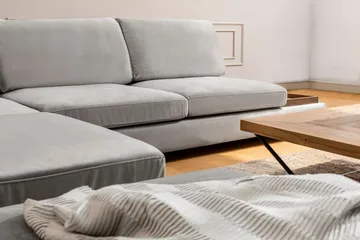 Tulima Sofa med Chaiselong m Puf Venstre - Lysegrå/Natur - Møbler - Sofaer - Hjørnesofa