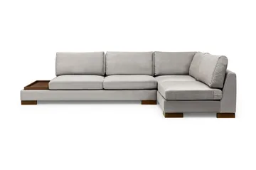 Tulima Sofa med Chaiselong m Puf Højre - Lysegrå/Natur - Møbler - Sofaer - Hjørnesofa