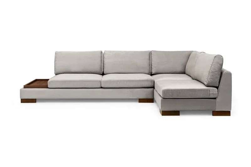 Tulima Sofa med Chaiselong m Puf Højre, Lysegrå/Natur