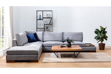 Tulima Sofa med Chaiselong m Puf Venstre - Mørkegrå/Natur - Møbler - Sofaer - Hjørnesofa
