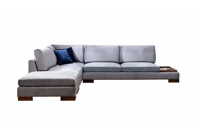 Tulima Sofa med Chaiselong m Puf Venstre, Mørkegrå/Natur
