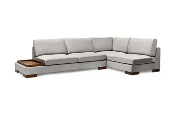 Tulima Sofa med Chaiselong m Puf Højre - Lysegrå/Natur - Møbler - Sofaer - Hjørnesofa