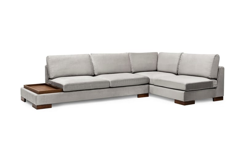 Tulima Sofa med Chaiselong m Puf Højre - Lysegrå/Natur - Møbler - Sofaer - Hjørnesofa