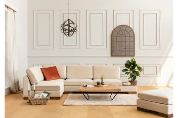 Tulima Sofa med Chaiselong m Puf Venstre - Beige/Natur - Møbler - Sofaer - Hjørnesofa