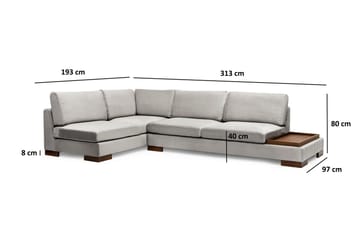 Tulima Sofa med Chaiselong m Puf Venstre - Lysegrå/Natur - Møbler - Sofaer - Hjørnesofa