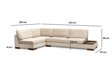 Tulima Sofa med Chaiselong Venstre - Beige/Natur - Møbler - Sofaer - Hjørnesofa