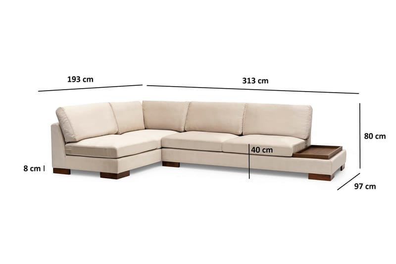 Tulima Sofa med Chaiselong Venstre - Beige/Natur - Møbler - Sofaer - Hjørnesofa