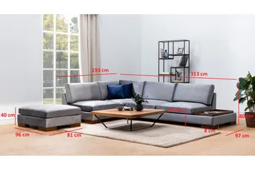 Tulima Sofa med Chaiselong Venstre - Mørkegrå/Natur - Møbler - Sofaer - Hjørnesofa