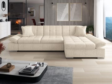 Vananda 4-personers sofa med chaiselong højre - Lys beige - Møbler - Sofaer - Hjørnesofa - Hjørnesofa med chaiselong