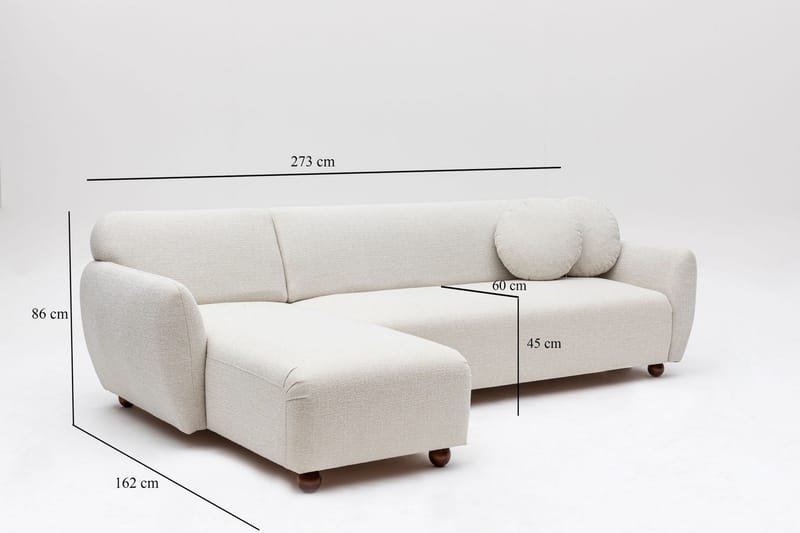 Whitecliffs Chaiselongsofa 3-personers - Hvid - Møbler - Sofaer - Sofa med chaiselong - 3 personers sofa med chaiselong