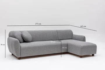 Whitecliffs Chaiselongsofa 3-personers - Grå - Møbler - Sofaer - Sofa med chaiselong - 3 personers sofa med chaiselong