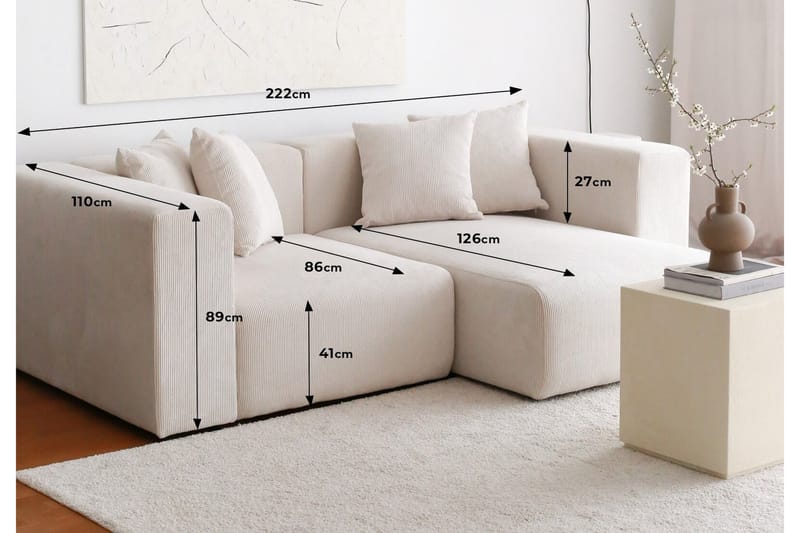 Yolo Hjørnesofa 2-pers - Hvid - Møbler - Sofaer - Hjørnesofa