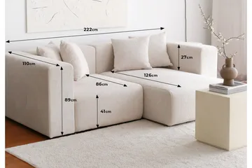 Yolo Hjørnesofa 2-pers - Hvid - Møbler - Sofaer - Sofa med chaiselong - 4 personers sofa med chaiselong