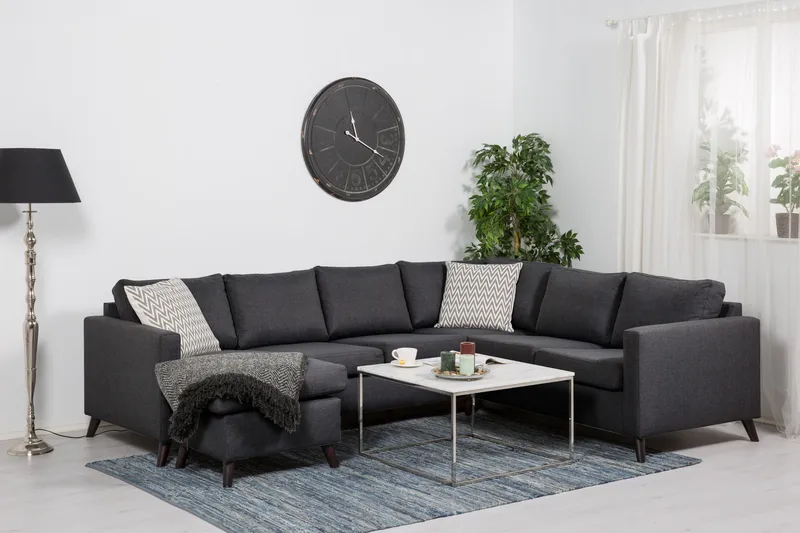 Zero Hjørnesofa med Chaiselong Vendbar, Mørkegrå