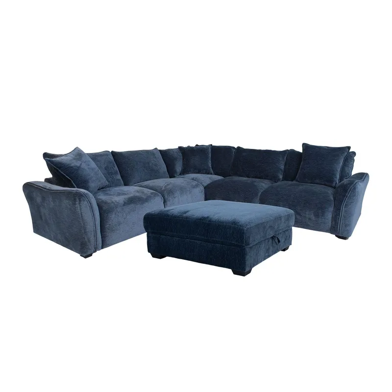 Hjørnesofa/ottoman Denvi, mørkeblå