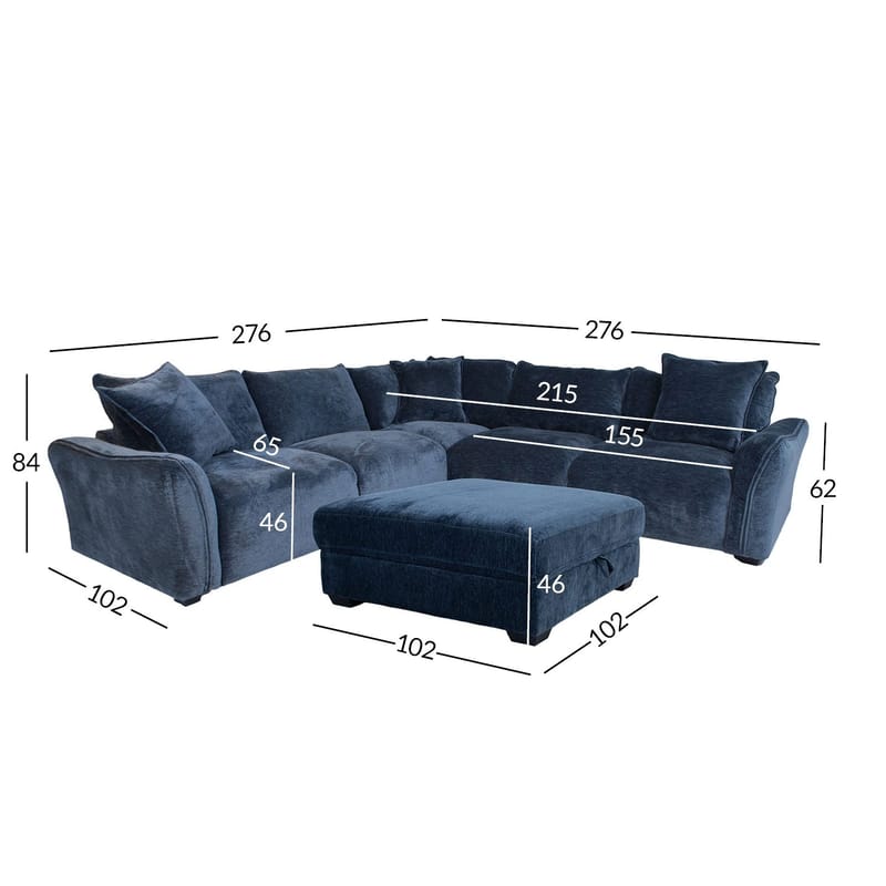 Hjørnesofa/ottoman Denvi - mørkeblå - Møbler - Sofaer - Hjørnesofa