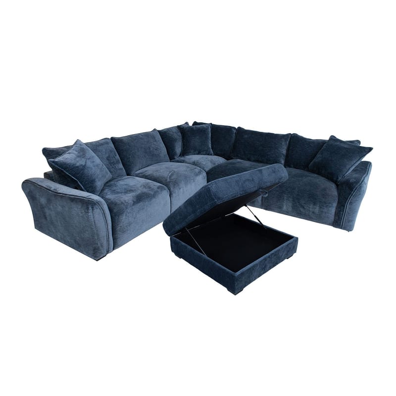 Hjørnesofa/ottoman Denvi - mørkeblå - Møbler - Sofaer - Hjørnesofa