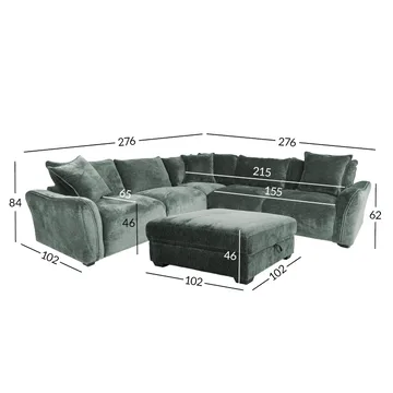 Hjørnesofa/ottoman Denvi - mintgrøn - Møbler - Sofaer - Hjørnesofa