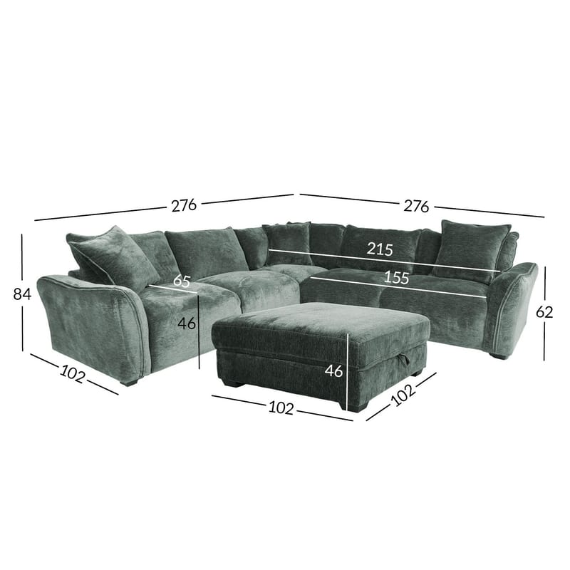 Hjørnesofa/ottoman Denvi - mintgrøn - Møbler - Sofaer - Hjørnesofa