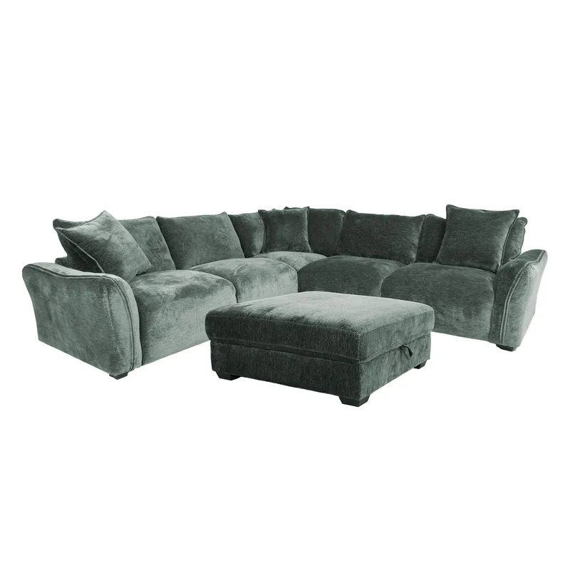 Hjørnesofa/ottoman Denvi, mintgrøn