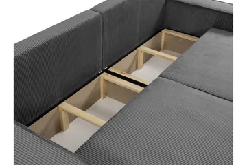 Hobson 3-personers Sovesofa 245 cm med Opbevaring i Manchesterstof - Grå - Møbler - Sofaer - 3 personers sofa