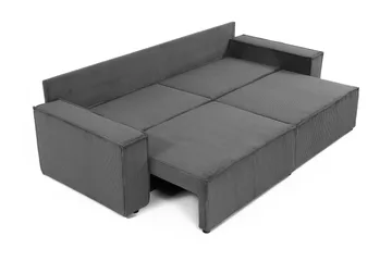 Hobson 3-personers Sovesofa 245 cm med Opbevaring i Manchesterstof - Grå - Møbler - Sofaer - 3 personers sofa