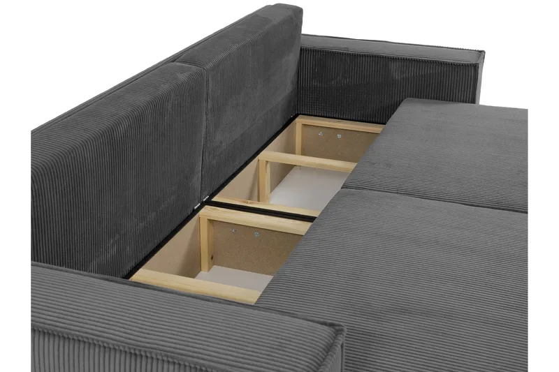 Hobson 3-personers Sovesofa 245 cm med Opbevaring i Manchesterstof - Grå - Møbler - Sofaer - 3 personers sofa