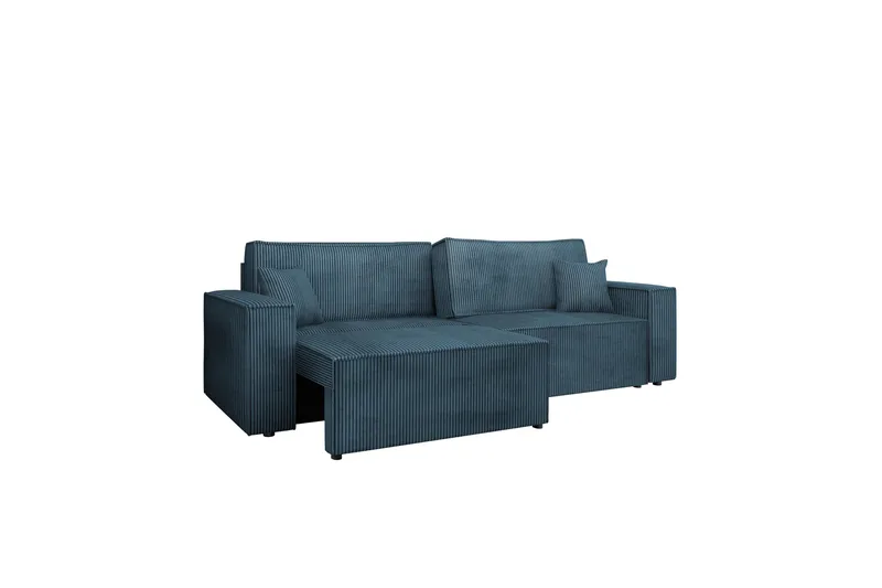 Hobson 3-personers Sovesofa 245 cm med Opbevaring i Manchesterstof, Blå
