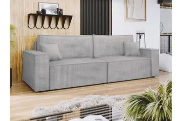 Hobson 3-personers Sovesofa 245 cm med Opbevaring i Manchesterstof - Grå - Møbler - Sofaer - 3 personers sofa