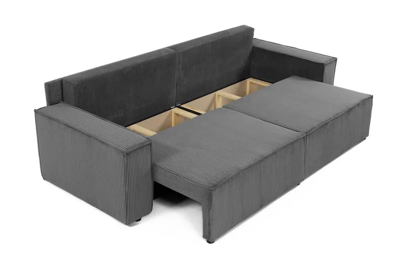 Hobson 3-personers Sovesofa 245 cm med Opbevaring i Manchesterstof - Grå - Møbler - Sofaer - 3 personers sofa