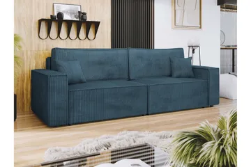 Hobson 3-personers Sovesofa 245 cm med Opbevaring i Manchesterstof - Blå - Møbler - Sofaer - 3 personers sofa