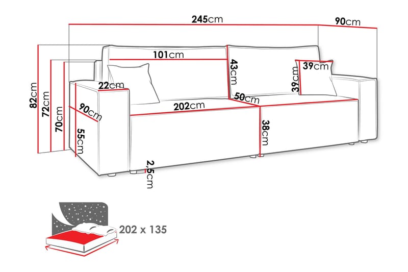 Hobson Sofa 3-personers - Beige - Møbler - Sofaer - 3 personers sofa